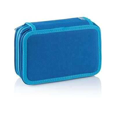 Estojo escolar azul com zíper duplo