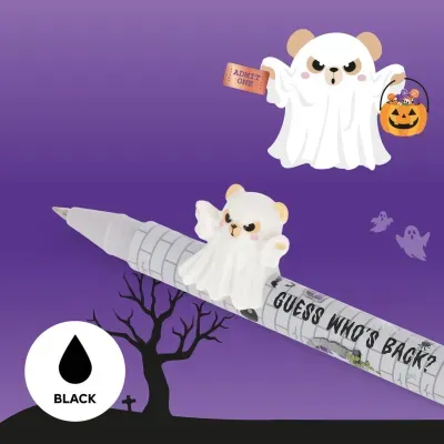Caneta branca com urso fantasma decoração Halloween