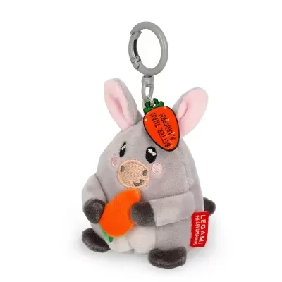 Porta-chaves de peluche coelho com cenoura laranja