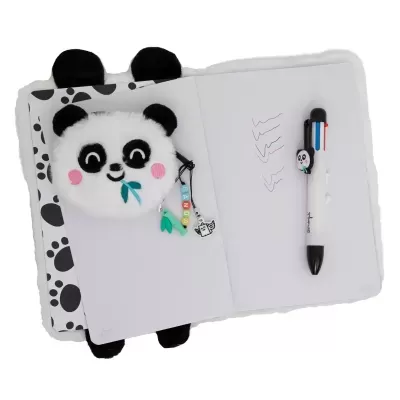 Caderno em forma de panda com estojo e caneta panda