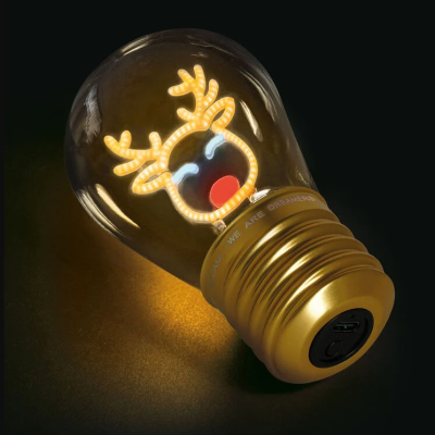 Lâmpada LED decorativa com desenho de rena iluminada