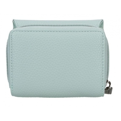 Carteira pequena azul claro com textura e fecho de correr