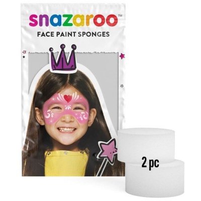 Pacote de esponjas para pintura facial Snazaroo com 2 peças e imagem de criança com pintura facial
