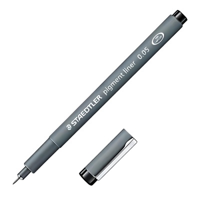 Caneta Staedtler pigment liner 0.05 cinza com tampa removível