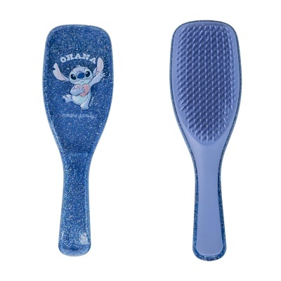 Escova de cabelo azul com glitter e personagem animado OHANA