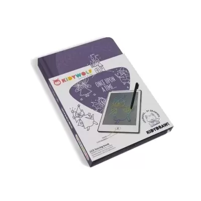 Livro de traçado LCD infantil KIDYWOLF com capa roxa e desenhos de fantasia