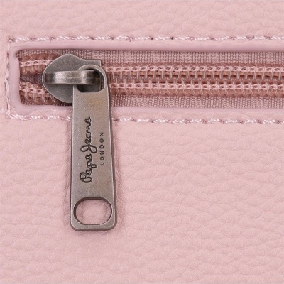 Fecho éclair metálico gravado com Pepe Jeans LONDON em pele sintética rosa