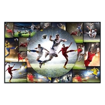 Painel decorativo com imagens de jogadores de futebol