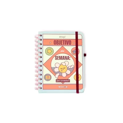 Agenda com capa colorida e elástico vermelho
