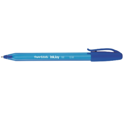 Caneta esferográfica azul Paper Mate InkJoy 100 com tampa e corpo azul