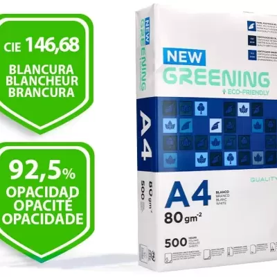 Pacote de papel A4 branco com 500 folhas e selo eco-friendly