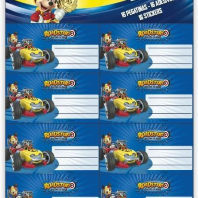 Pacote de autocolantes escolares com Mickey e carro amarelo
