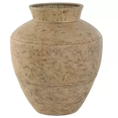 Jarro de cerâmica bege com textura marmoreada