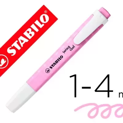 Caneta rosa claro STABILO com detalhe de ponta 1-4 mm e logótipo STABILO