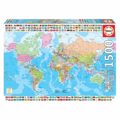 Quebra-cabeças EDUCA 1500 peças com mapa-múndi e bandeiras de países
