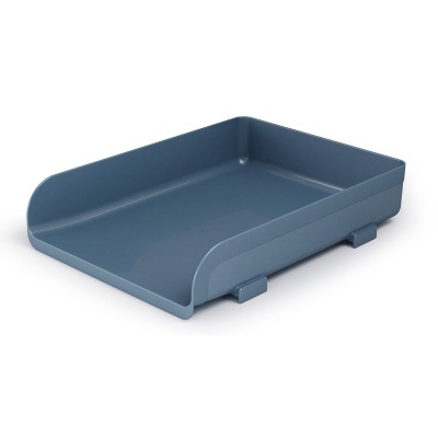 Bandeja organizadora de plástico azul com laterais altas