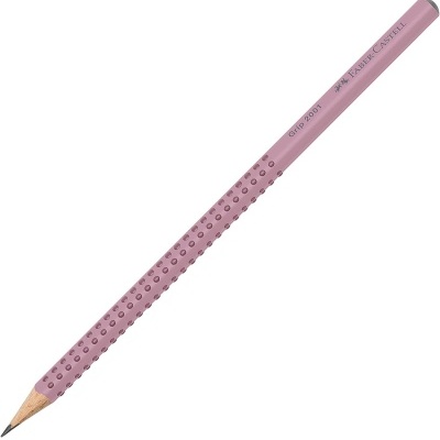 Lápis de grafite cor-de-rosa com pontos texturizados e marca Faber-Castell