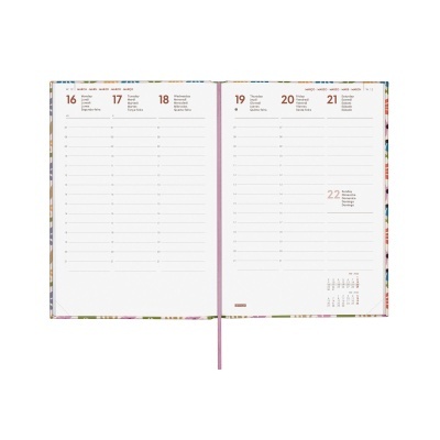 Agenda semanal aberta mostrando dias de novembro com linhas para anotações e fitilho marcador