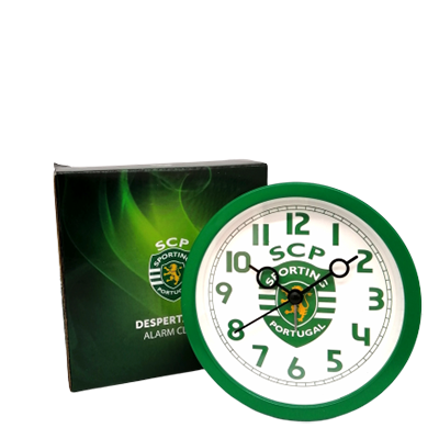 Relógio despertador SCP Sporting Portugal com moldura verde e embalagem verde