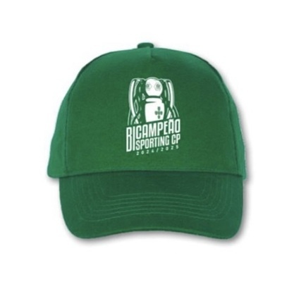 Boné verde do Sporting CP com logo e texto branco