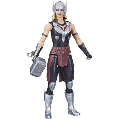 Figura de ação Thor com capacete prateado e martelo