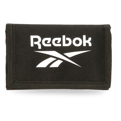 Carteira preta de tecido com logo branco da Reebok