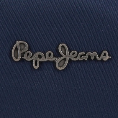 Emblema metálico Pepe Jeans em tecido azul escuro