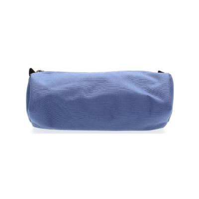 Estojo cilíndrico azul em tecido com fecho preto