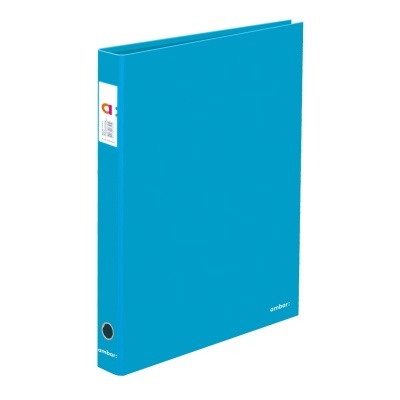 arquivo azul de anel em plástico com etiqueta branca na lombada