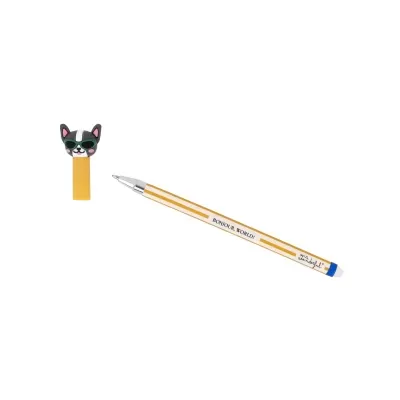 Caneta colorida com marcador com tampa em forma de cabeça de cão