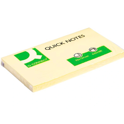 Bloco de notas adesivas amarelas QCONNECT Quick Notes