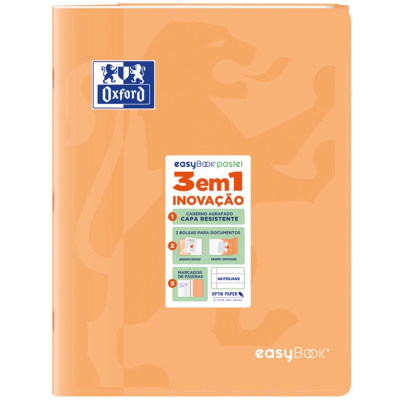 Caderno Oxford laranja capa resistente com rótulo 3em1 inovação