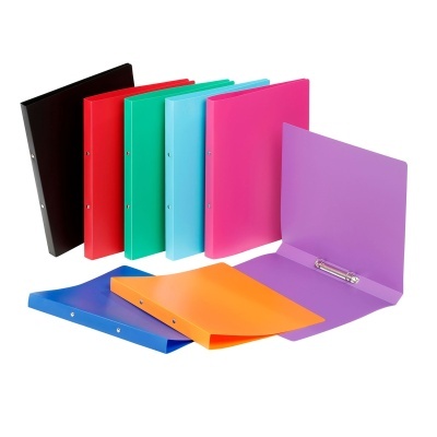 Dossiers A4 coloridos com argolas metálicas
