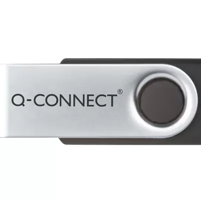 Pen USB Q-CONNECT preto com tampa prateada metálica