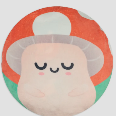Almofada redonda com desenho de cogumelo sorridente