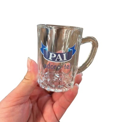 Caneca de vidro pequena com frase para pai