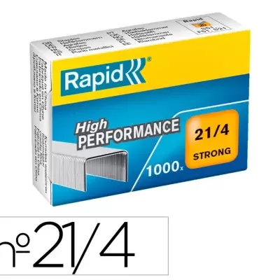 Caixa de agrafos metálicos Rapid High Performance nº 21/4 azul e amarelo