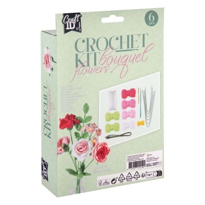 Caixa de kit de crochet para flores com seis peças da Craft ID