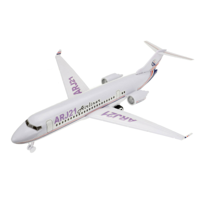 Modelo de avião comercial branco com letras ARJ21