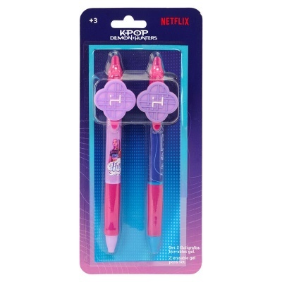 Conjunto de canetas gel apagáveis em embalagem NETFLIX K-POP DEMON HUNTERS