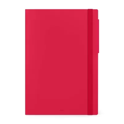 Caderno de capa dura vermelha com elástico