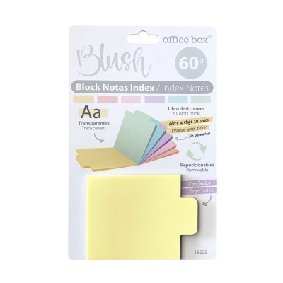 Bloco de notas index colorido em embalagem branca