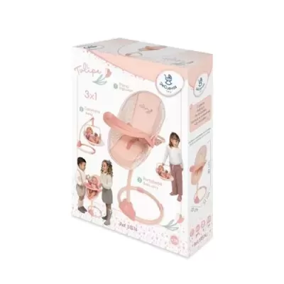 Caixa do brinquedo cadeira de bebé cor-de-rosa para bonecas com várias funções