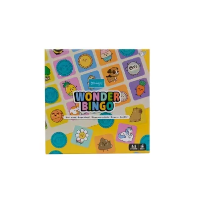 Caixa de jogo infantil Wonder Bingo com ilustrações divertidas e coloridas
