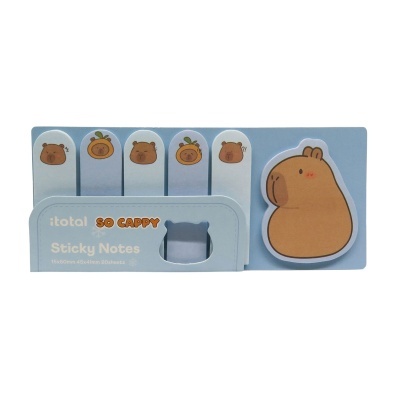 Notas autocolantes com desenho de ursos em azul claro e castanho
