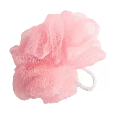 Esponja de banho rosa com corda branca