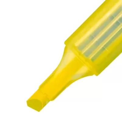 Marcador amarelo com ponta larga de plástico