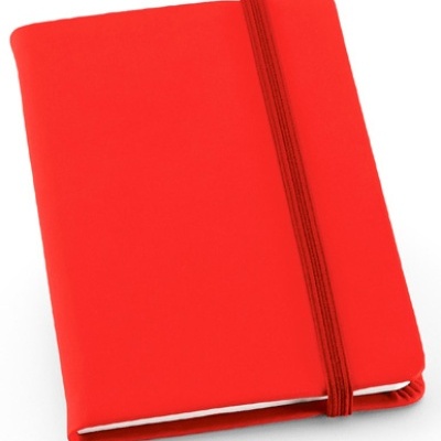 Caderno vermelho com elástico de fecho