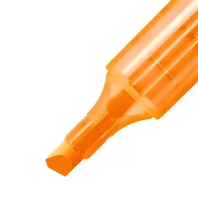 Marcador de texto amarelo-laranja com ponta chanfrada