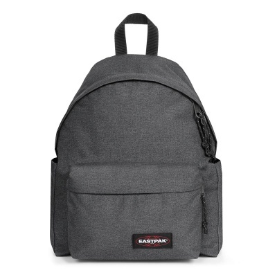Mochila cinzenta escura EASTPAK em tecido com bolso frontal e fechos com cordões.